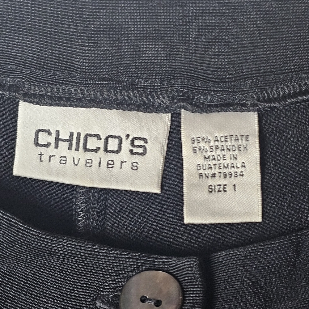 Chicos Travelers Pants Medium Black No Wrinkle Straight Leg Size 1 - Picture 3 of 8